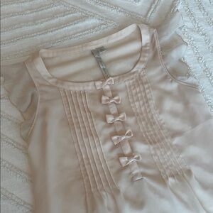 LC Lauren Conrad Blush Pink Pintuck Bow Front Sleeveless Top